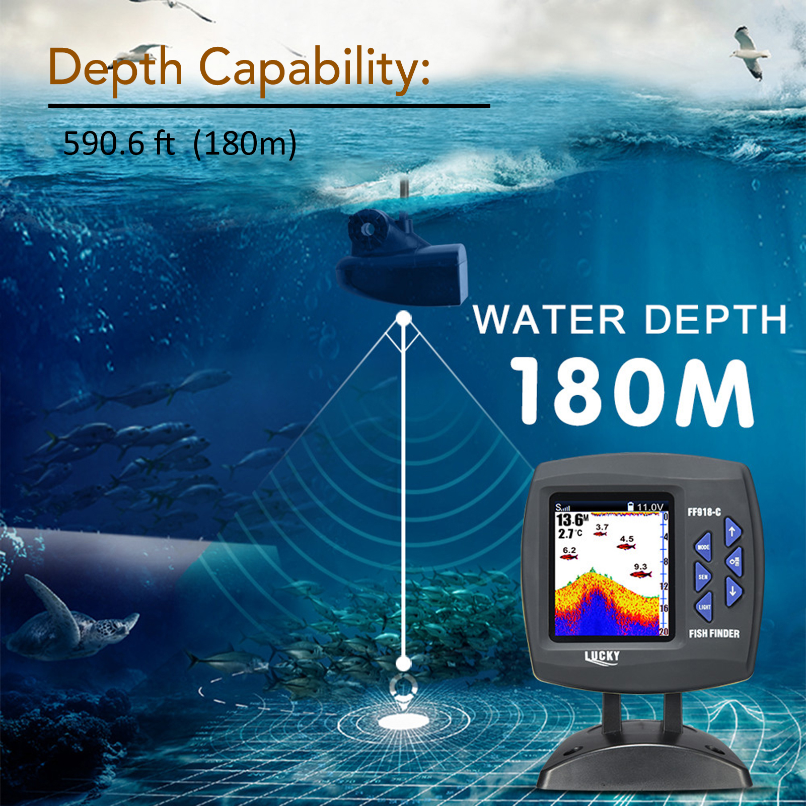 Peixe Finder Wired Transdutor  - Fish Finder Cable avaliação e preço