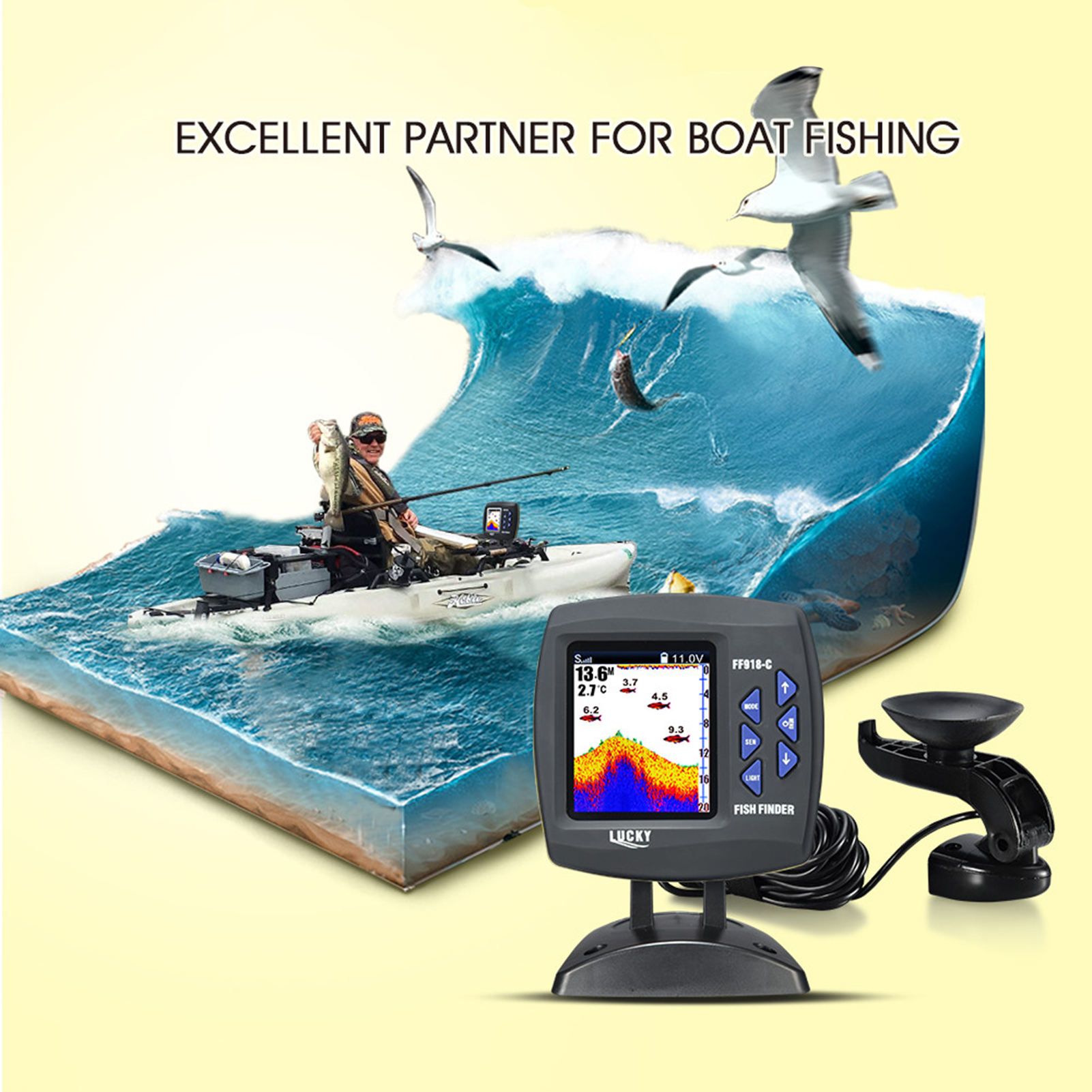 Peixe Finder Wired Transdutor  - Fish Finder Cable avaliação e preço